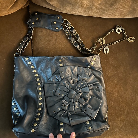 Betsey Johnson Black Leather Shoulder Bag - Picture 3 of 10